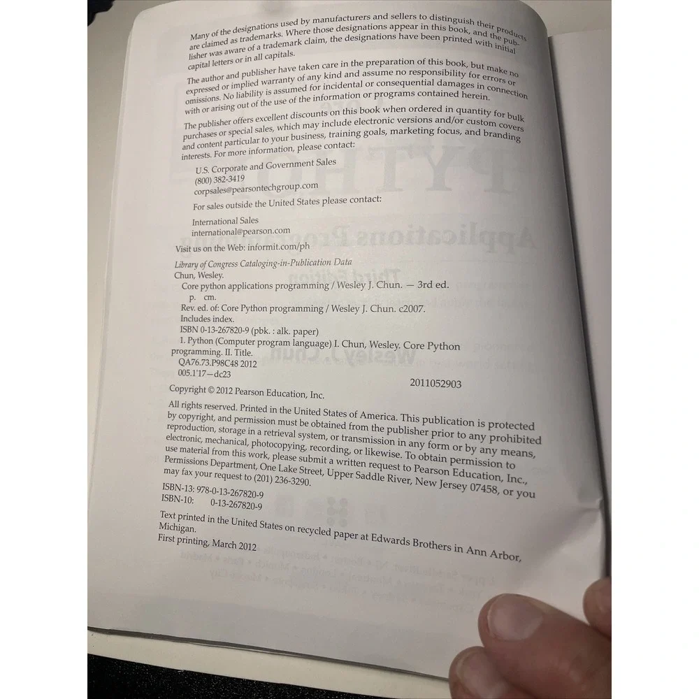Core Python Applications Programming Paperback Wesley Chun Used Very Good